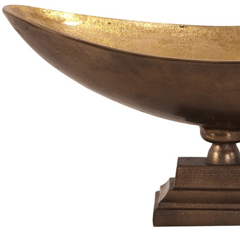 Rustic Bronze Oblong Footed Centerpiece Bowl