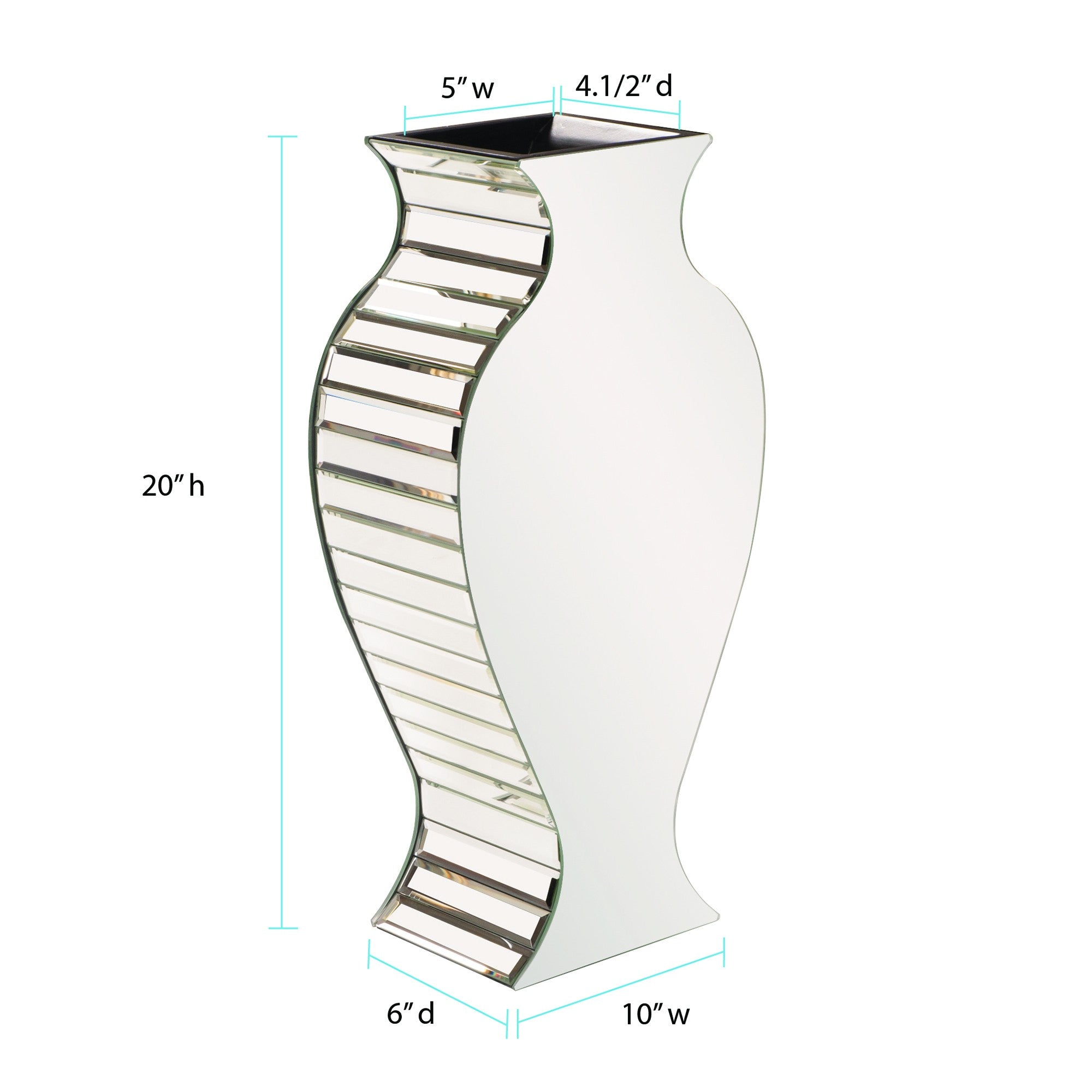 Beveled Mirrored Panel Curvy Tall Vase