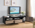 71" Brown And Black Particle Board And Mdf Cabinet Enclosed Storage TV Stand