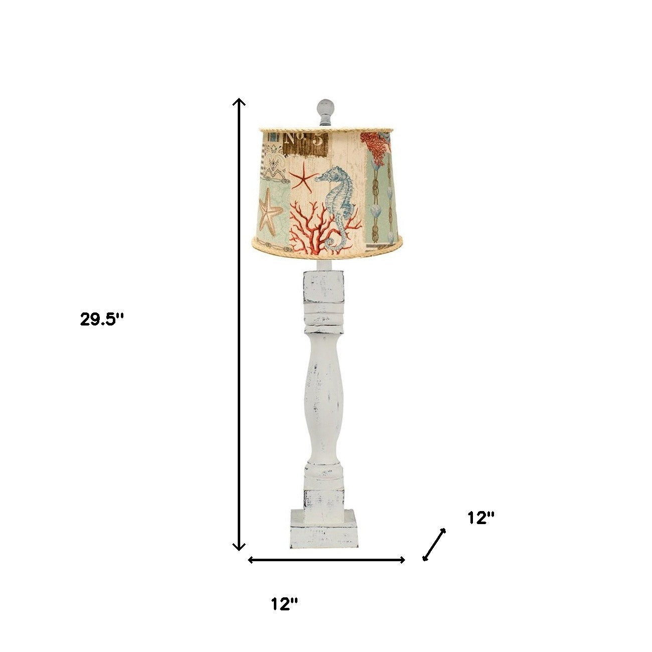 30" WHITE Standard Table Lamp With Multi Shade