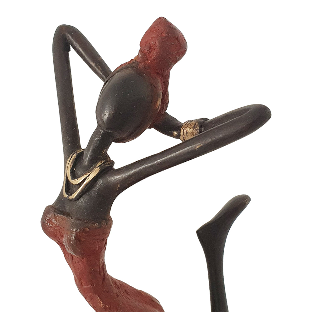 Bronze Figurine of an African Dancer in Red Dress