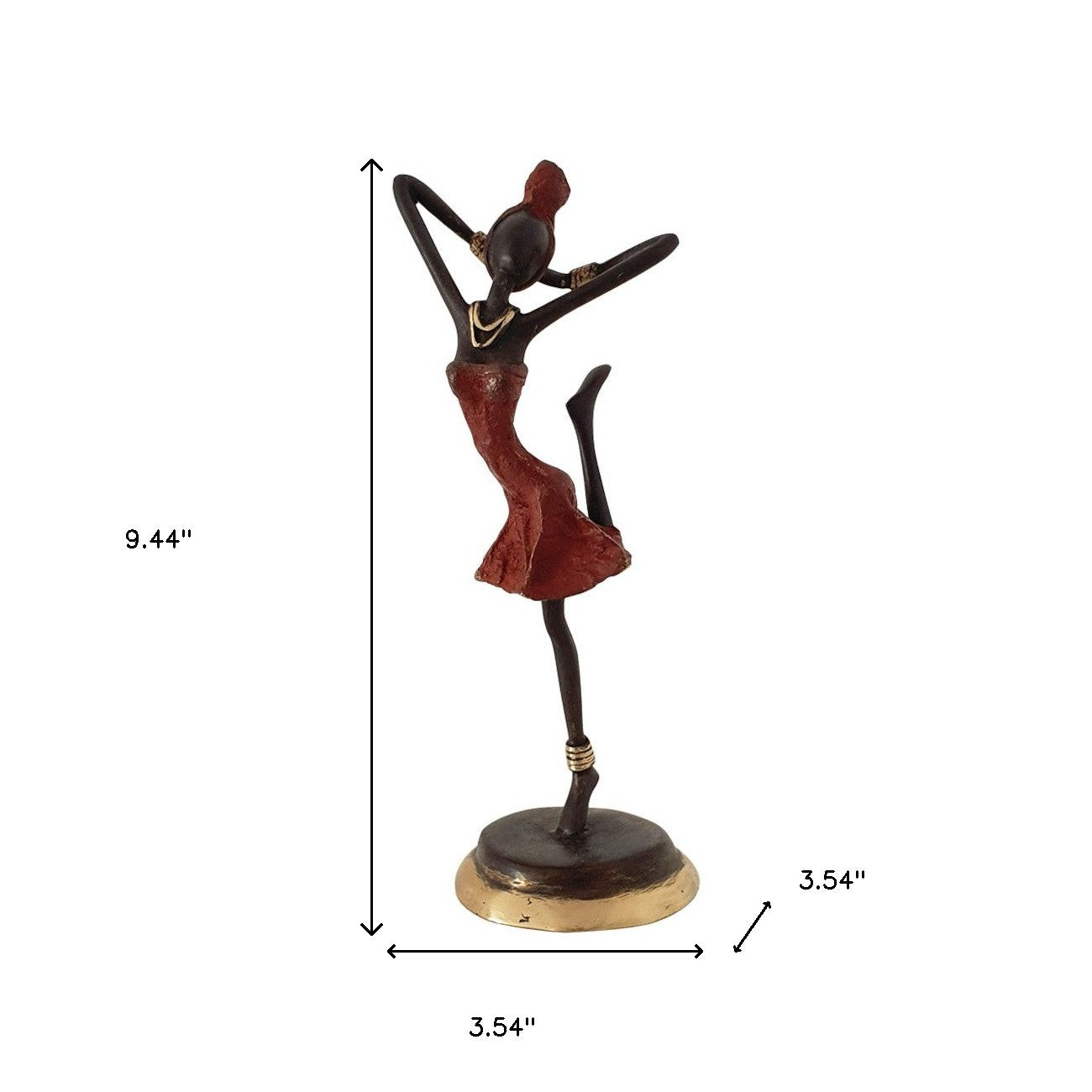 Bronze Figurine of an African Dancer in Red Dress