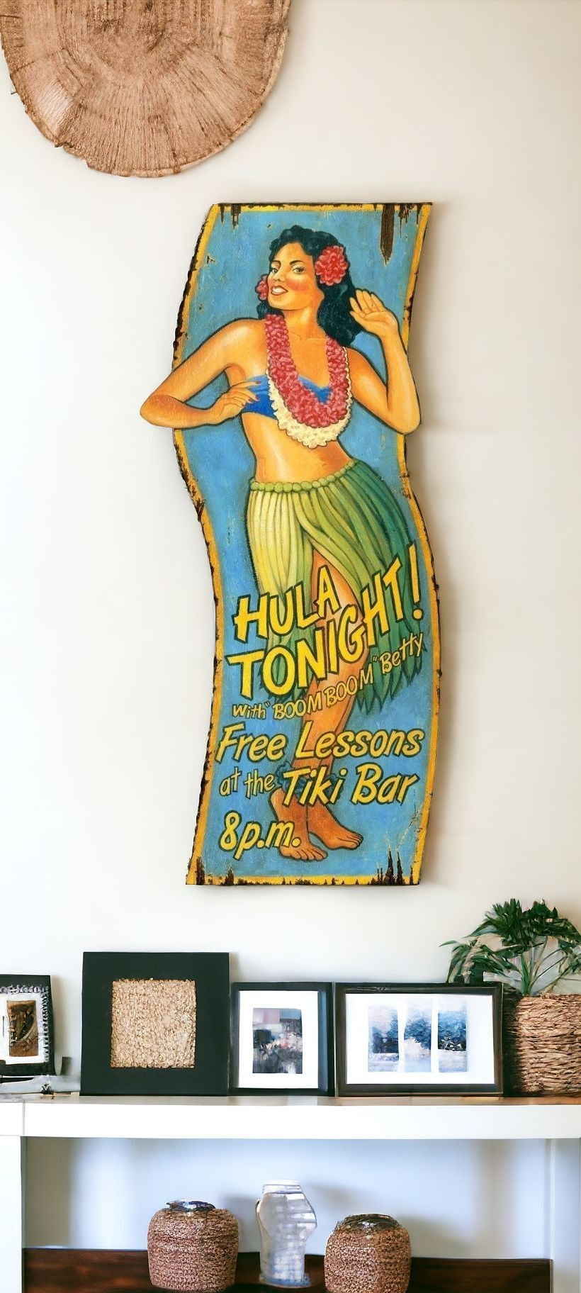 Vintage Hula Girl Tiki Bar Advertisment Wall Décor