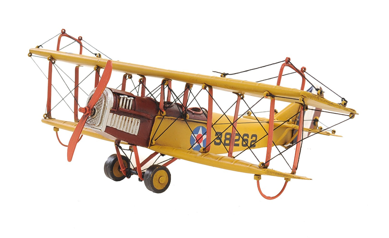 c1918 Yellow Curtiss Biplane Model Sculpture