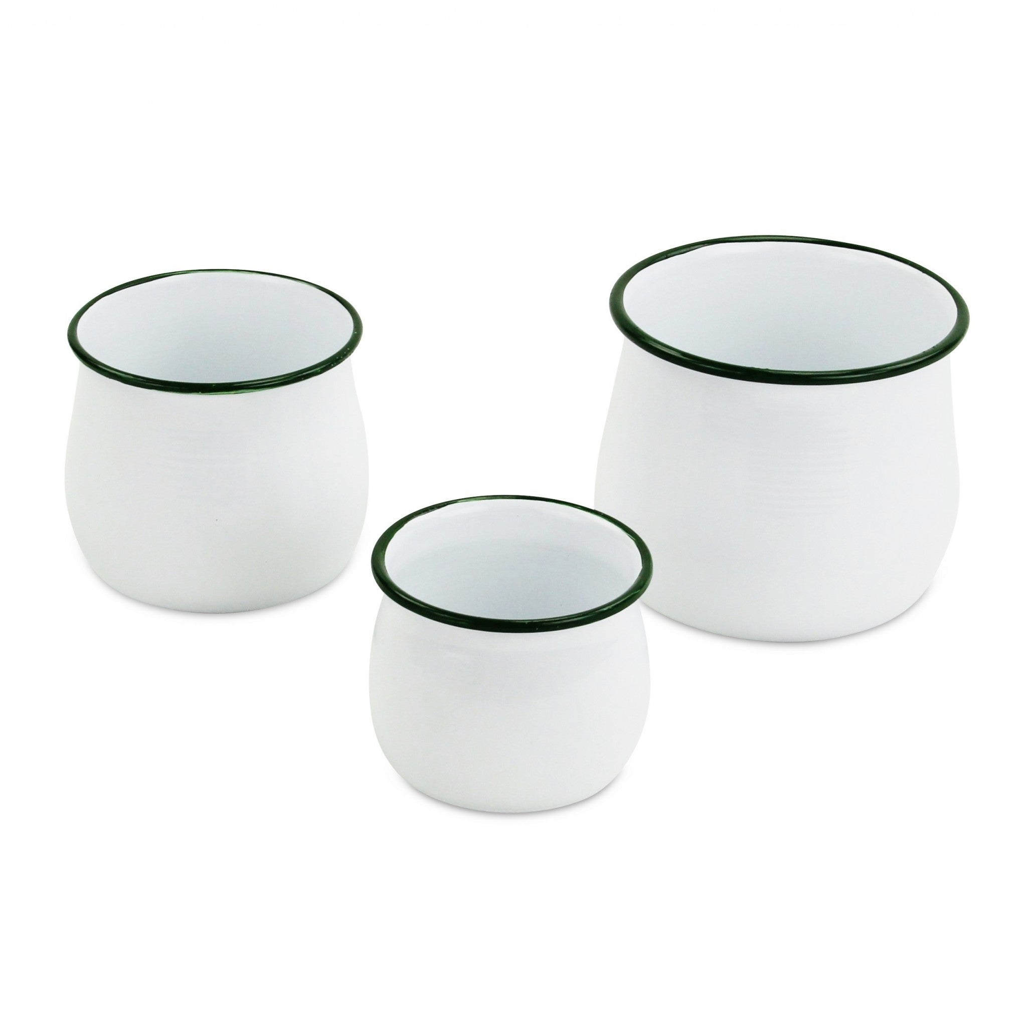 Set of 3 Lemon White Enamel Metal Canisters