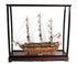 39" Wood Brown 1797 USS Constitution Large Table Top Display Case Hand Painted Decorative Boat