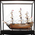 30" Wood Brown HMS Victory Medium Open Front Display Case Boat Hand Painted Decorative Boat