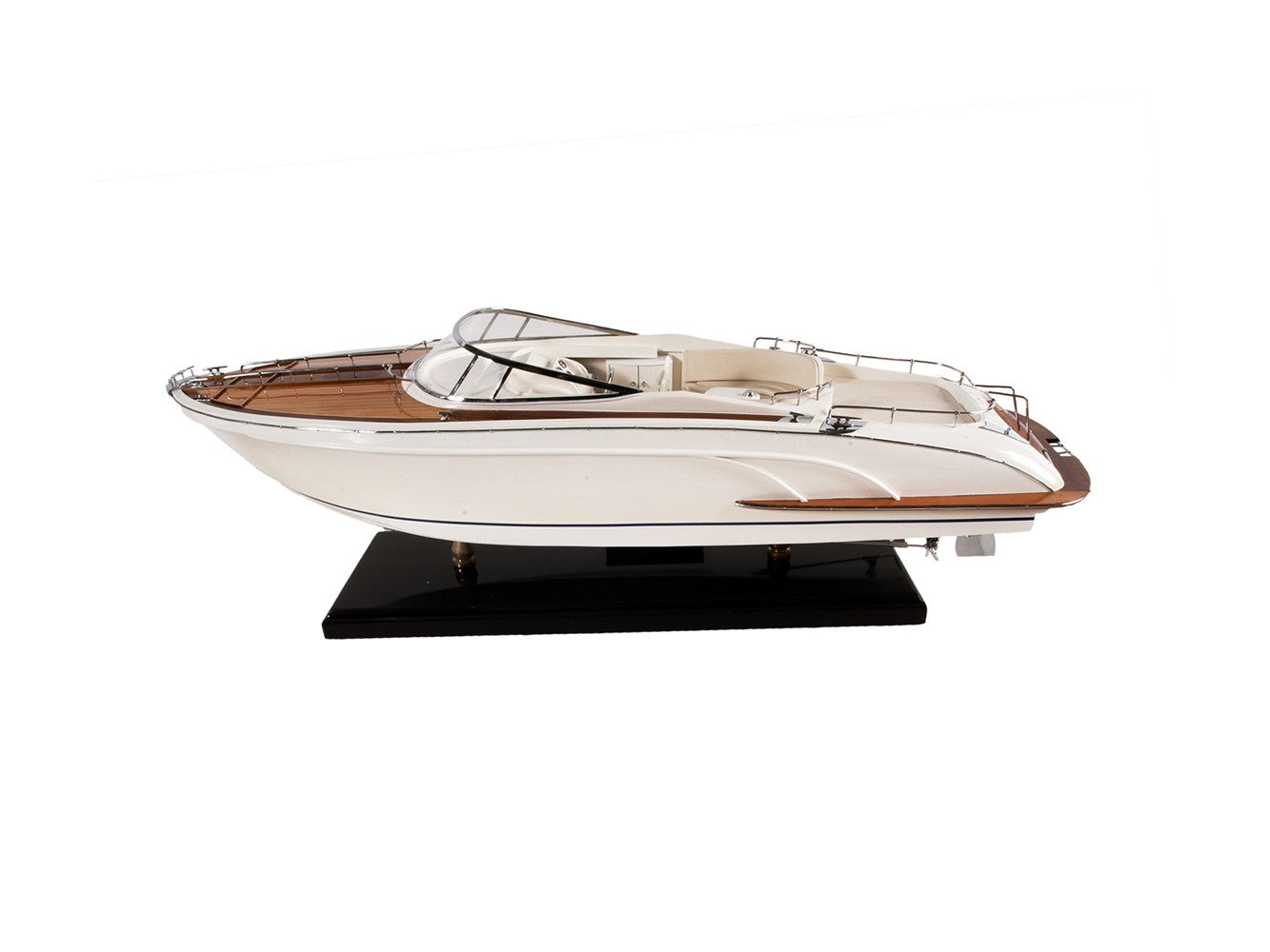 11" White Wood Yacht Model Sculpture