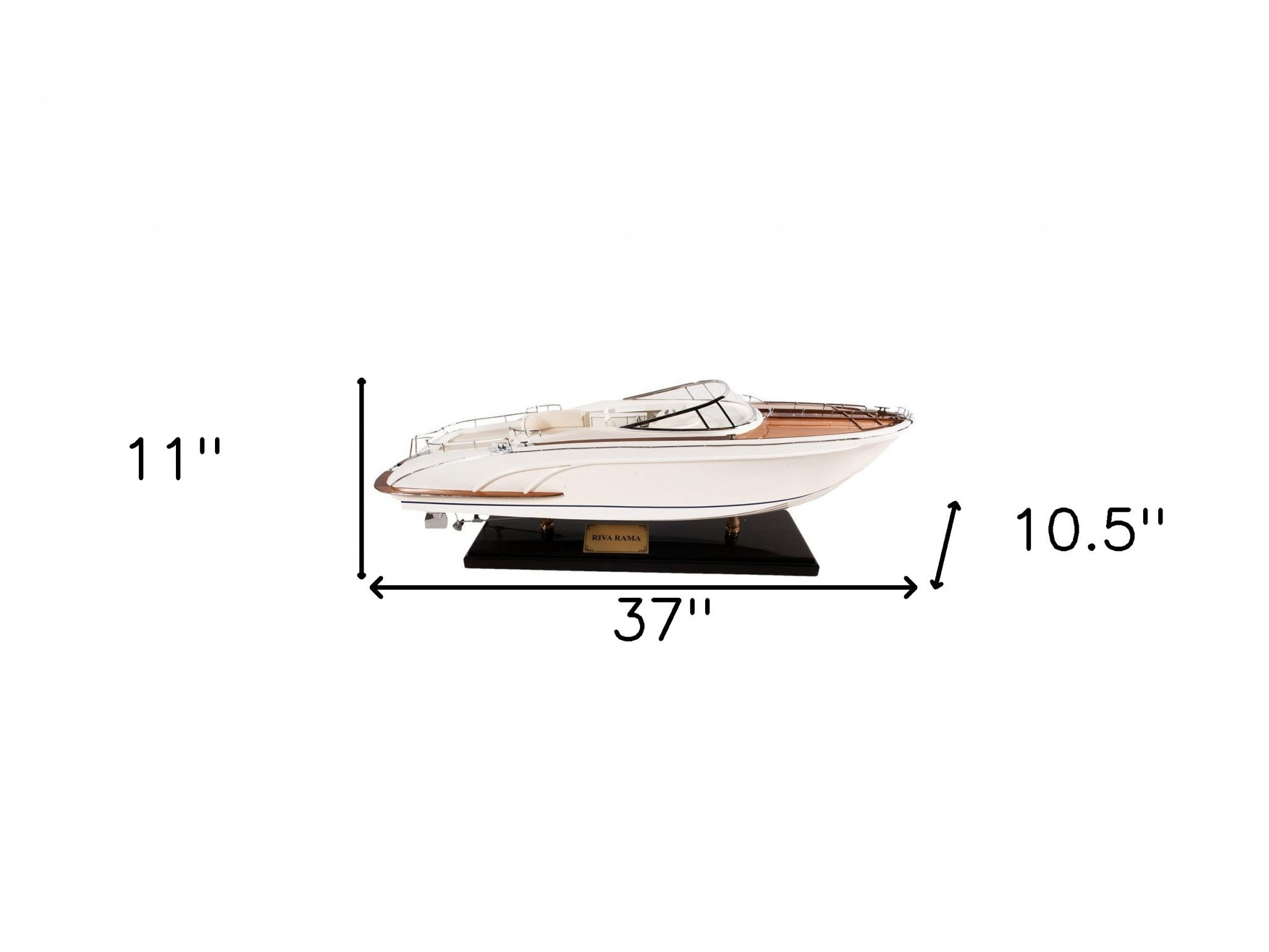 11" White Wood Yacht Model Sculpture