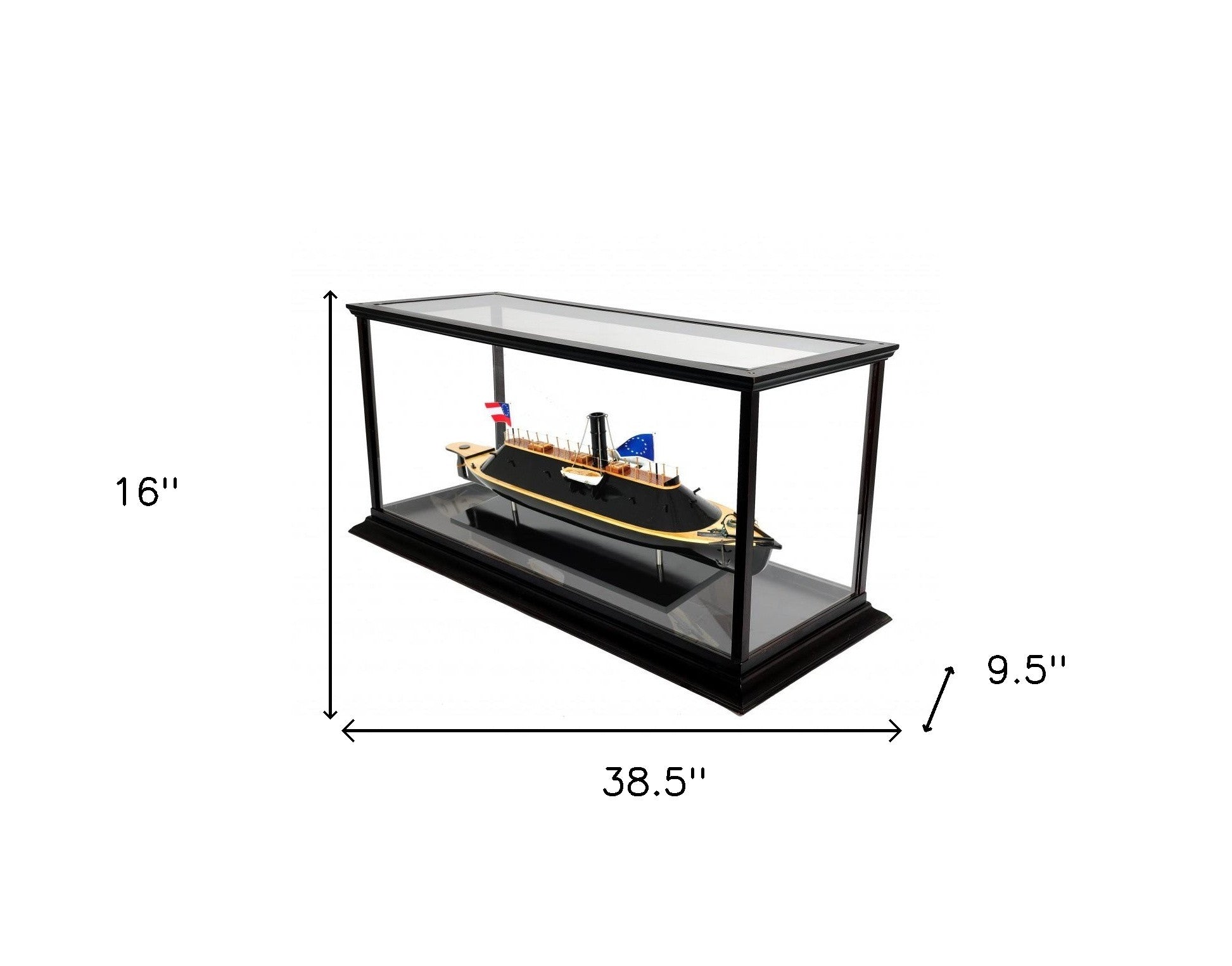 16" Brown and Black CSS Virginia Display Case Boat Hand Painted Decorative Boat