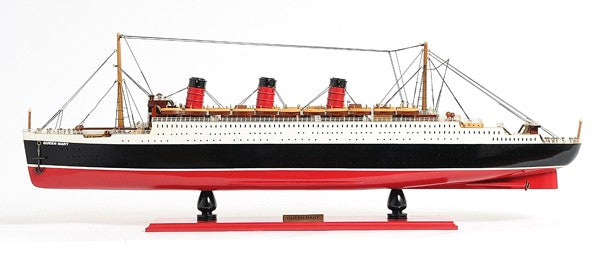 5" Black and Red RMS Queen Mary Boat Hand Painted Decorative Boat