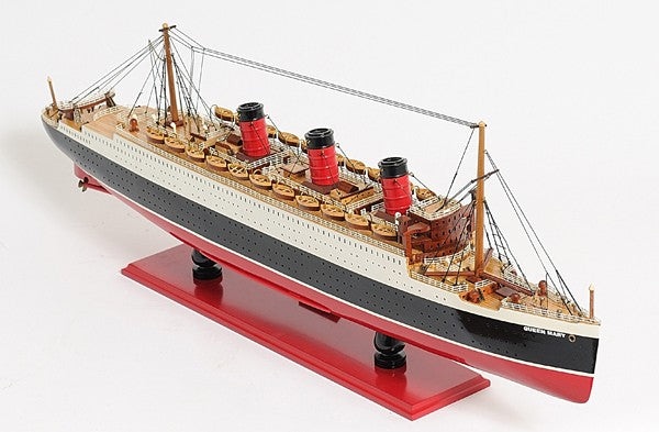 5" Black and Red RMS Queen Mary Boat Hand Painted Decorative Boat