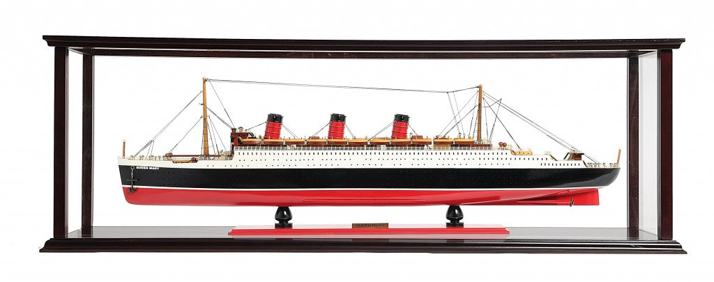 16" Black and Red RMS Queen Mary Medium Display Case Boat Hand Painted Decorative Boat