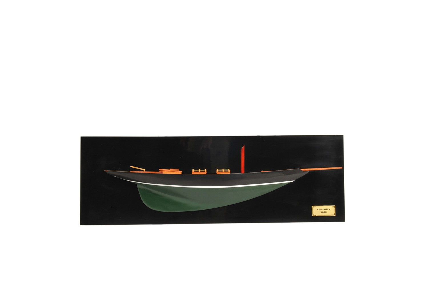 12" Black and Green c1898 Pen Duick Half-Hull Boat Hand Painted Decorative Boat