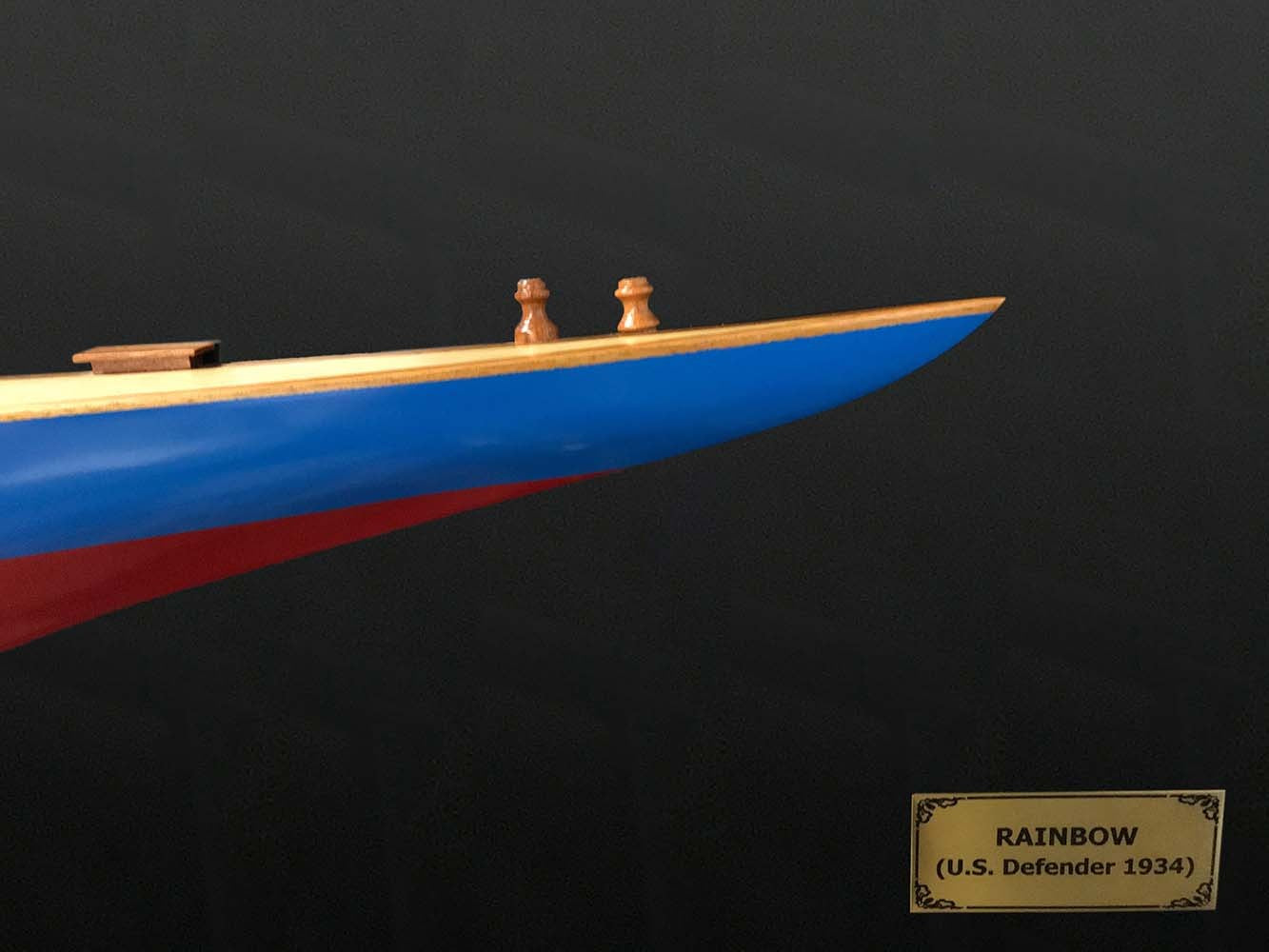 12" Blue and Red Rainbow Half-Hull Hand Painted Decorative Boat