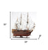 32" Wood Brown St. Espirit Boat Hand Painted Decorative Boat