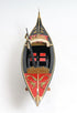 8" Black and Red Venetian Gondola Hand Painted Decorative Boat