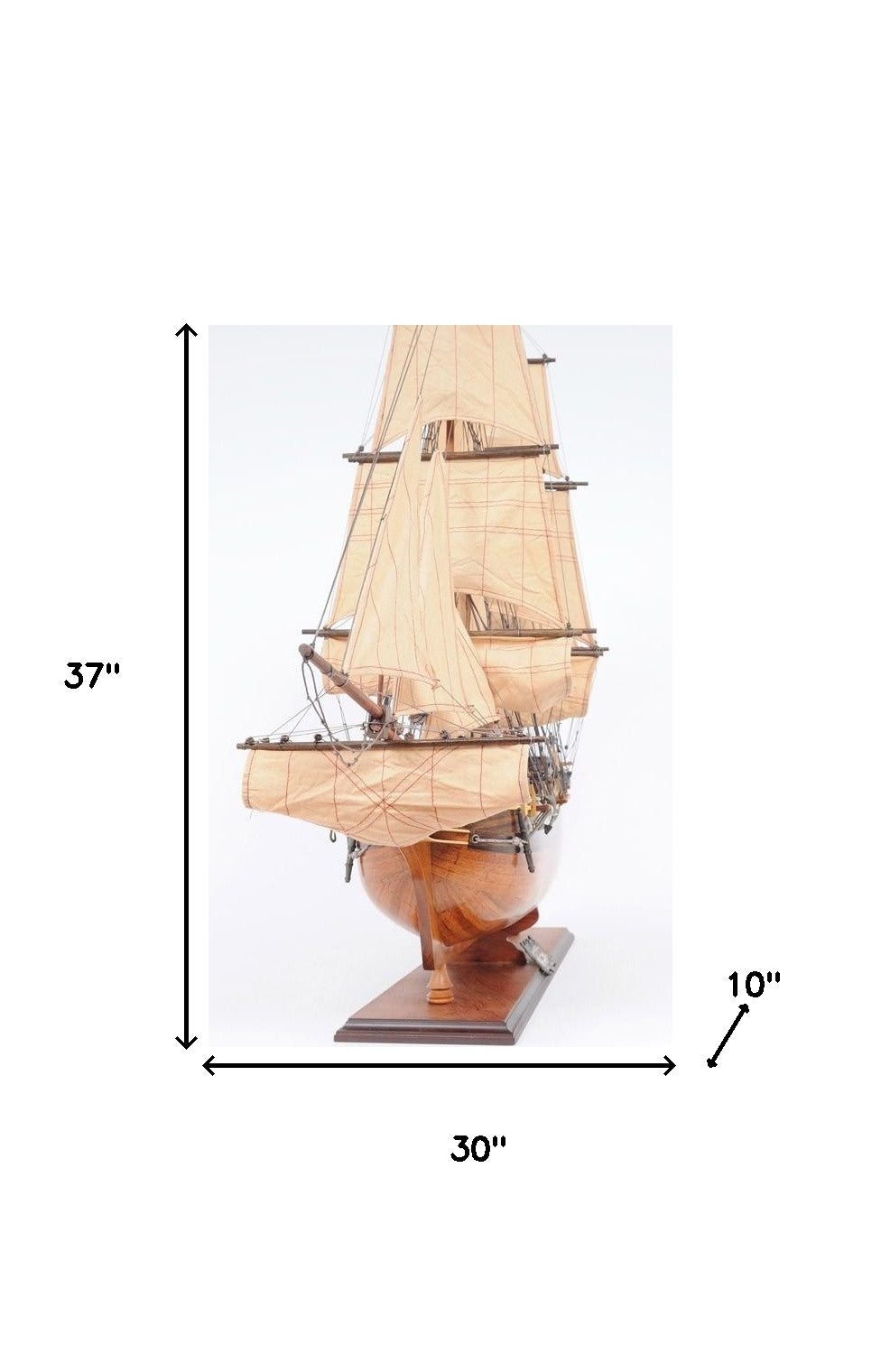 30" Wood Brown HMS Bounty 1787 Hand Painted Decorative Boat