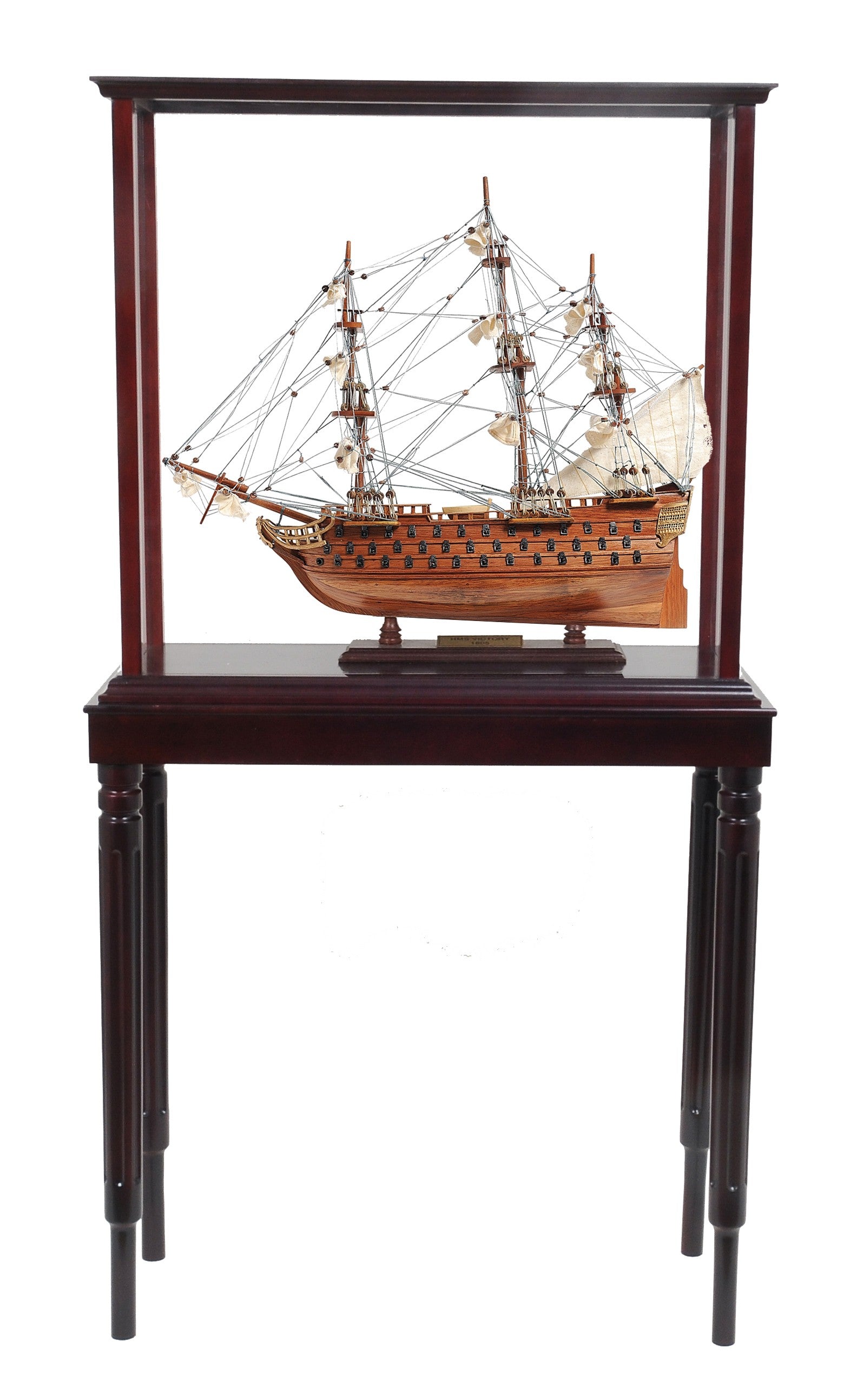 50" Wood Brown HMS Victory Hand Painted Boat with Case