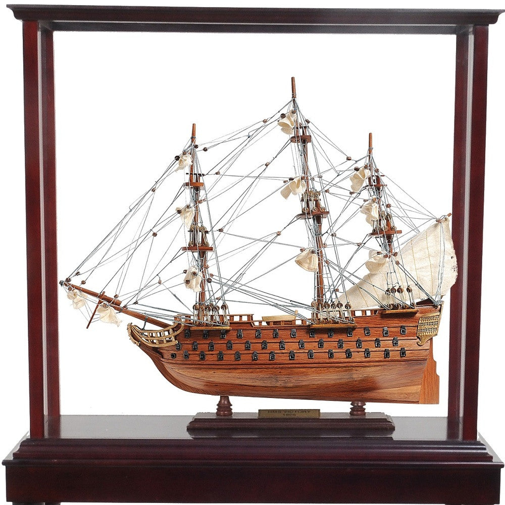 50" Wood Brown HMS Victory Hand Painted Boat with Case