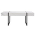 43" White Faux Marble And Metal Rectangular Coffee Table