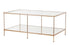 42" Gold Glass And Metal Rectangular Mirrored Coffee Table