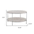 33" Chrome Faux Marble And Metal Round Coffee Table