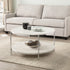 33" Chrome Faux Marble And Metal Round Coffee Table