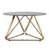 31" Champagne Glass And Metal Round Coffee Table