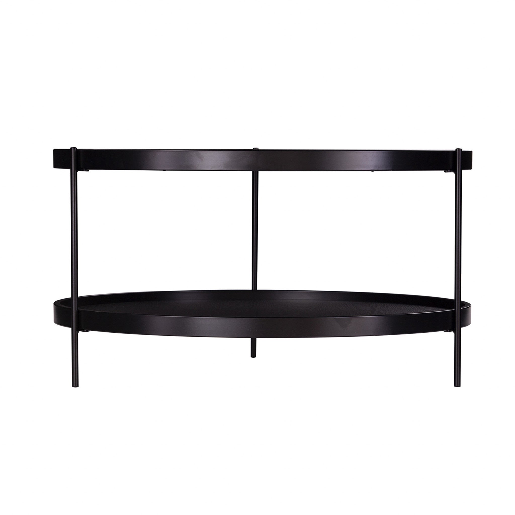 33" Black Manufactured Wood And Metal Round Coffee Table