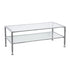 48" Silver Glass And Metal Rectangular Coffee Table