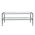 48" Silver Glass And Metal Rectangular Coffee Table