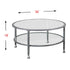 36" Silver Glass And Metal Round Coffee Table