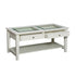 44" Off And White And Off-White Glass And Metal Rectangular Coffee Table