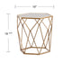 19" Gold And Reflective Glass Hexagon Mirrored End Table