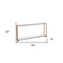 56" Clear and Gold Glass Floor Shelf Console Table With Storage