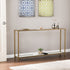 56" Clear and Gold Glass Floor Shelf Console Table With Storage