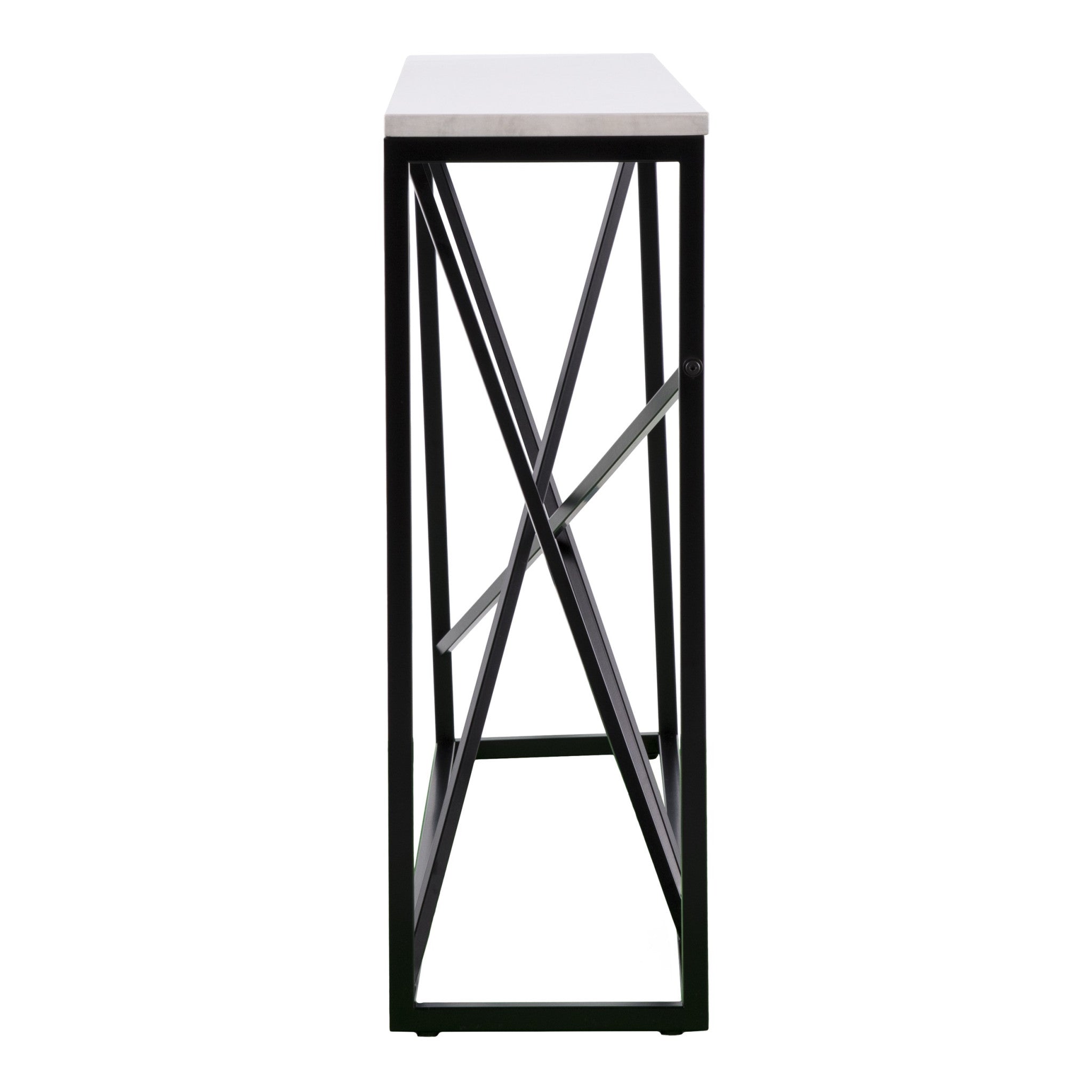 52" White and Black Faux Marble Frame Console Table