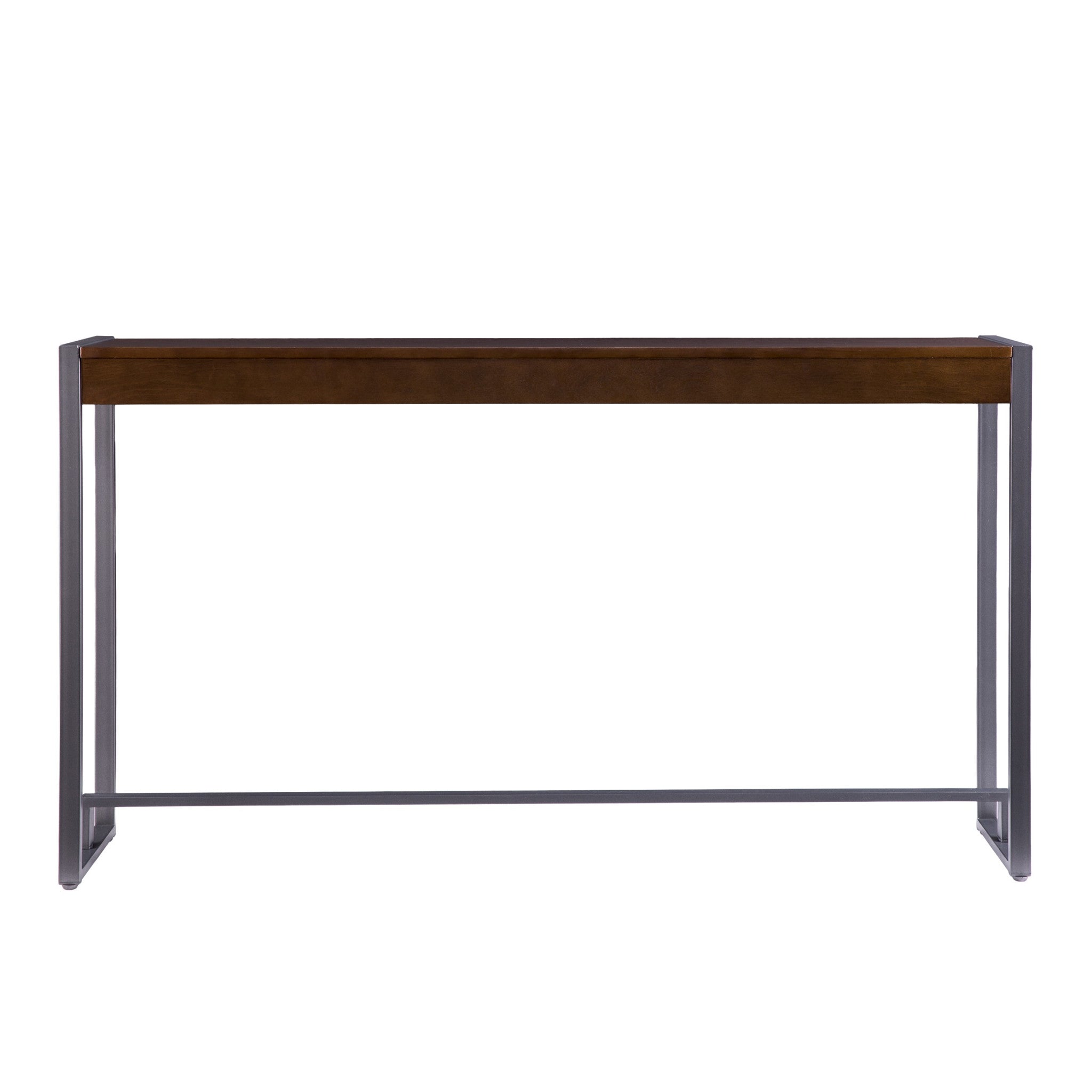 54" Dark Brown and Gunmetal Sled Console Table