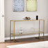 52" Clear and Gold Glass Mirrored Frame Console Table With Storage