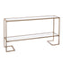 52" Clear and Gold Glass Mirrored Frame Console Table With Storage