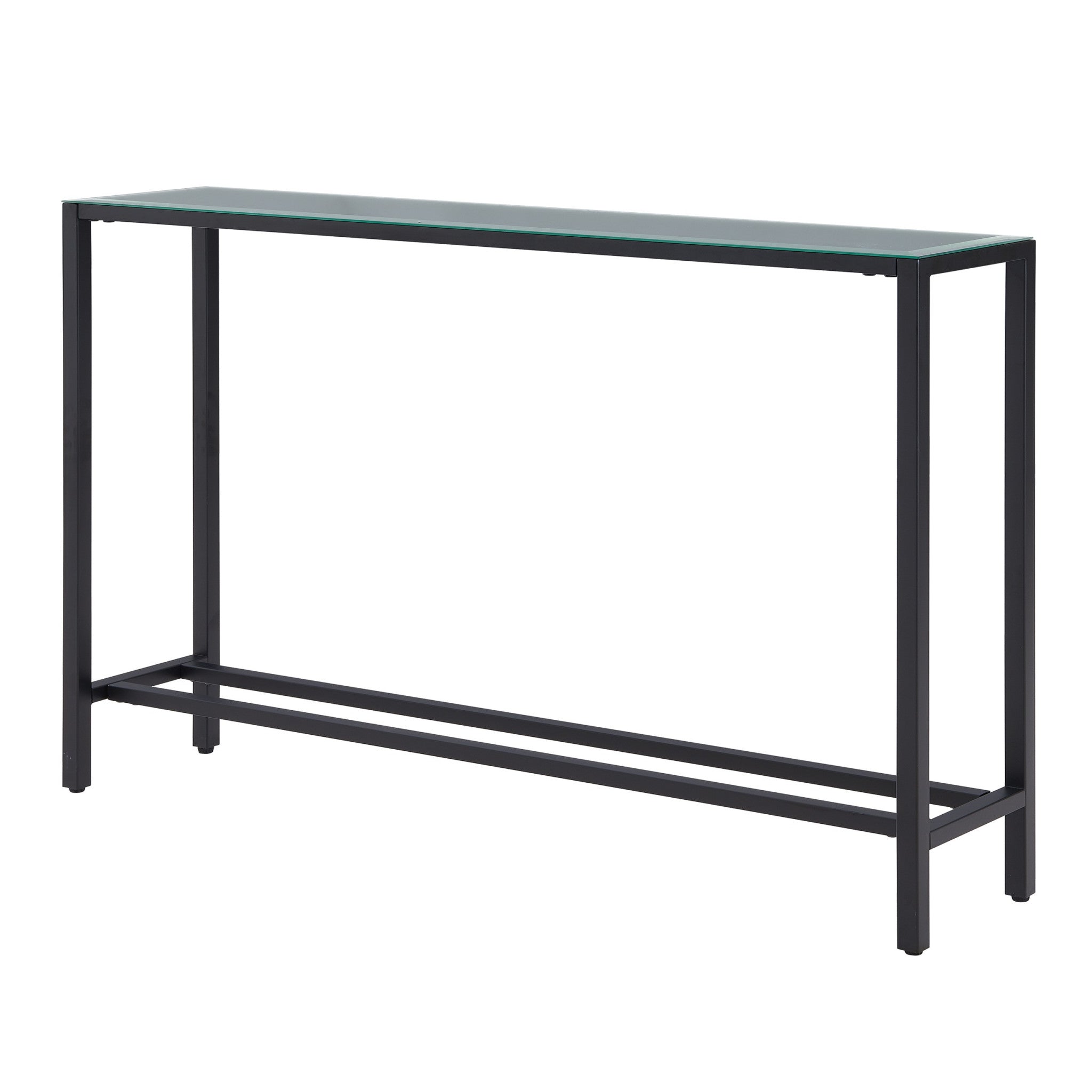 56" Black Mirrored Glass Console Table