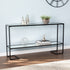 52" Clear and Black Glass Mirrored Frame Console Table With Storage