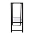 52" Clear and Black Glass Mirrored Frame Console Table With Storage