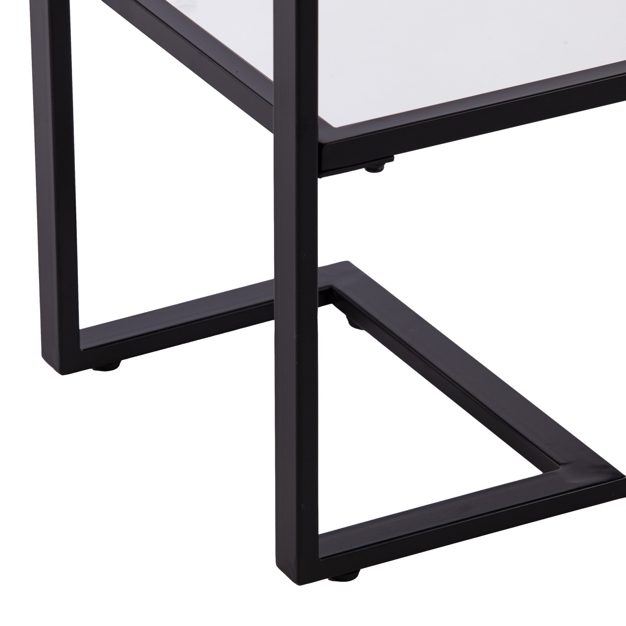 52" Clear and Black Glass Mirrored Frame Console Table With Storage