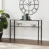 43" Clear and Black and Silver Glass Distressed Console Table With Storage