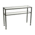 43" Clear and Black and Silver Glass Distressed Console Table With Storage