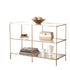 42" Clear and Gold Glass Mirrored Floor Shelf Console Table With Storage