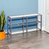 49" Clear and Silver Glass Distressed Floor Shelf Console Table With Storage