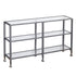 49" Clear and Silver Glass Distressed Floor Shelf Console Table With Storage